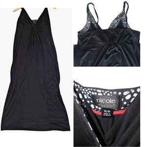 Nicole Miller Intimates Black Midi Nightgown Size Medium